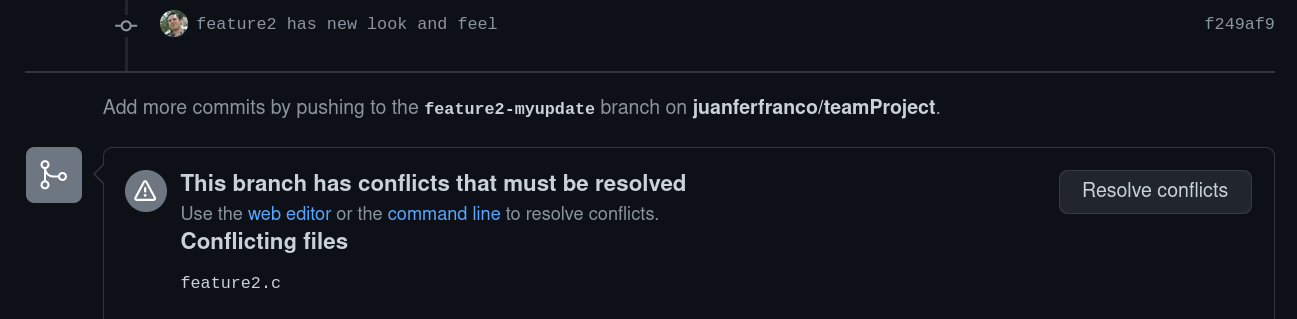 conflicto con un pull request